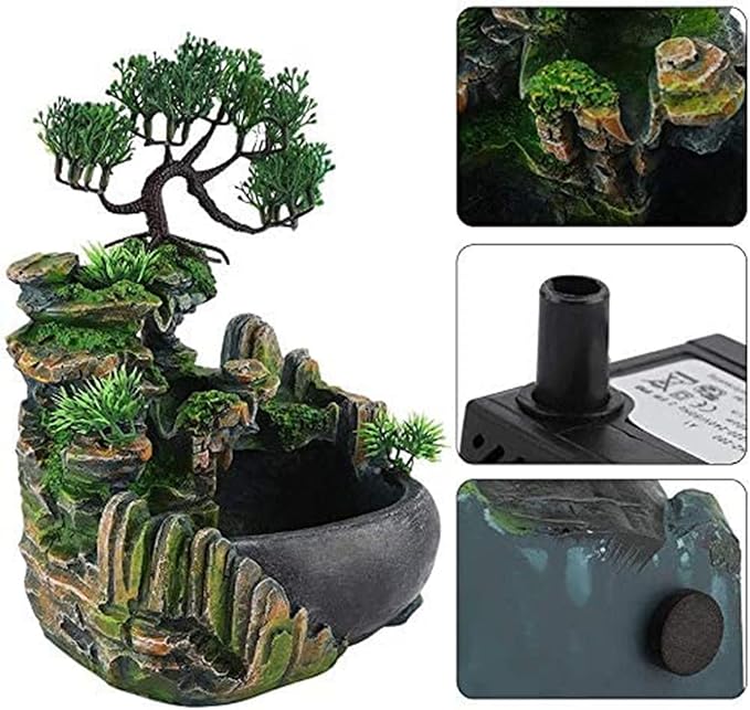 Rockery Stream Tabletop Fountain, Zen Meditation Indoor Waterfall Feature with Automatic Pump and Switch, Desktop Fountain for Home Office Bedroom Decoration (B) - Bloomnest