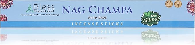 Bless-Nag-Champa 100%-Natural-Handmade-Hand-Dipped-Incense-Sticks Organic-Chemicals-Charcoal-Free Purification-Relaxation-Positivity-Yoga-Meditation Best-Woods-Scent (25 Sticks (1.4 OZ)) BlessInternational