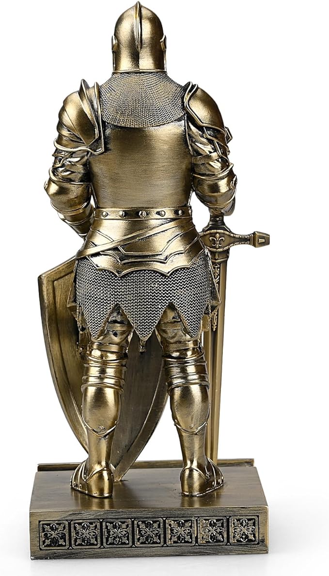 King's Guard Ornament Knight Statue for Desk, Desktop Accessories Pen Holder Pen Stand Paperweight for Office and Home (Bronze)