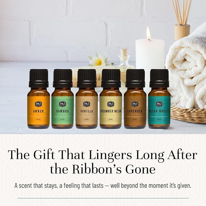 P&J Trading Fragrance Oil Tranquil Set | Vanilla, Cucumber Melon, Lavender, Amber, Bamboo, and Ocean Breeze Candle Scents for Candle Making, Freshie Scents, Soap Making Supplies, Diffuser Oil Scents - Bloomnest