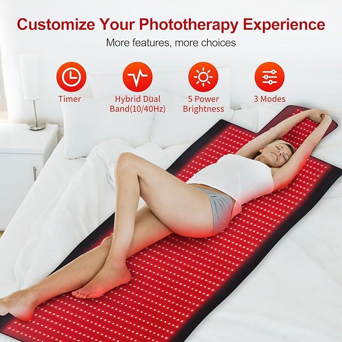 Full Body Red Light Therapy Mat, Large Size Red Light Therapy for Body 660 & 850nm Dual Wavelength Red Light Blanket, Birthday Christmas Gifts for Women Men Mom Dad Father Lover Active Black