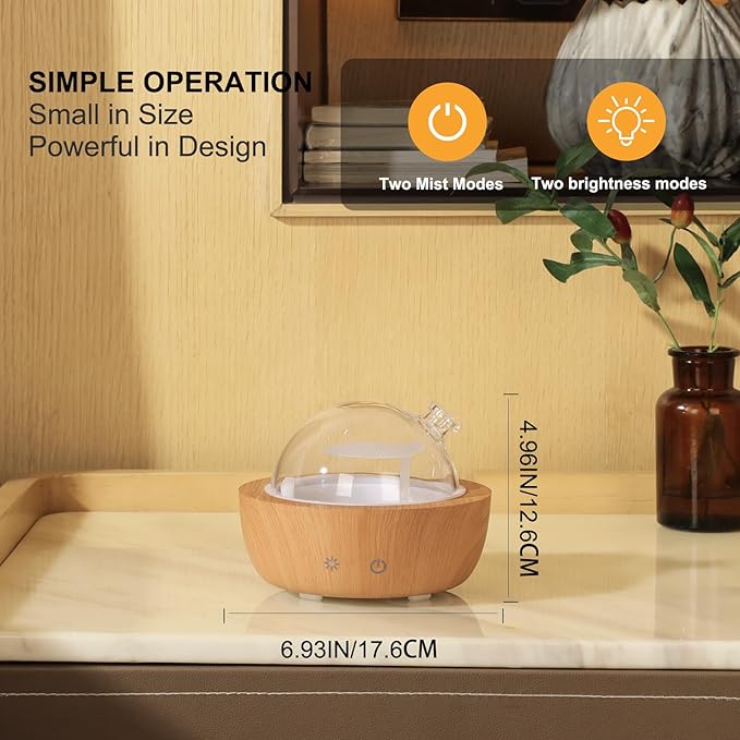 200ml Glass Essential Oil Diffusers for Home, Wood Grain Base Humidifier, Bluetooth Speaker,2025 Upgrade Aromatherapy Diffuser,Aroma Diffuse with Music Player kakoda