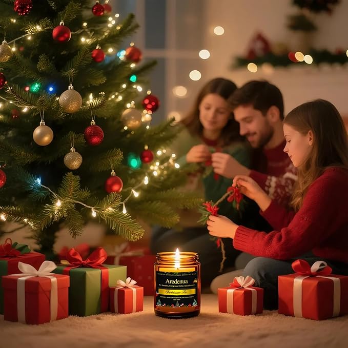 Christmas Candles - Christmas Fir Candle | 7 oz Soy Candles with Fresh Evergreen & Pine Tree Scent | Winter Holiday Scented Candle, Xmas Gift for Men & Women - Bloomnest