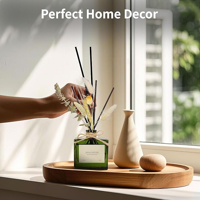 Reed Diffuser, 6.09 oz Jasmine Lily Scent Diffuser with Sticks & Dried Flowers, 120 Days Long Lasting reed diffusers for home, Elegant fragrance for Bathroom Bedroom Office Decor, Air fresh - Bloomnest