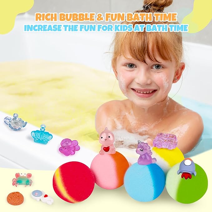 48pcs Bath Bombs for Kids with Toy Inside, Organic Colorful Bubble Bath for Kids Safe, Best Birthday, Party, Easter Bath Bombs Gift Set for Girls and Boys - Bloomnest