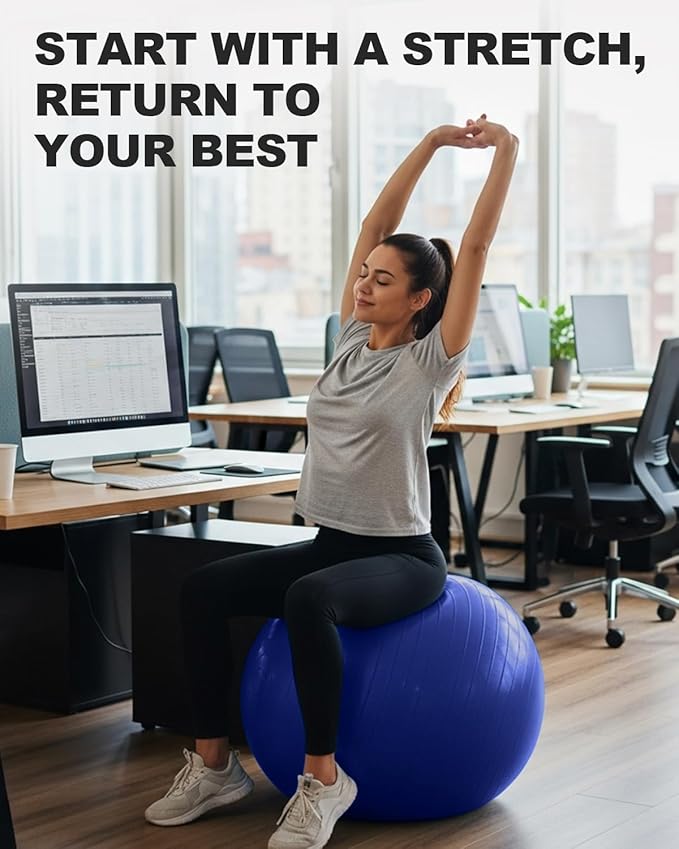Trideer Exercise Ball for Yoga, Pilates & Fitness – Stability Ball Equipment for Home Gym & Office Chair, Core & Balance Training Accessories, Physical Therapy Equipment, Quick Pump Included, 5 Sizes - Bloomnest
