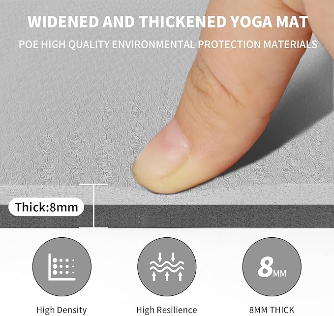 Large Yoga Mat (6'x 4') - Extra Long and Wide 72 x 48 inches, Non-Slip POE Fitness Mat, Eco-Friendly, Thick Wide Exercise Mat for Home Workouts,Ideal for Yoga and Pilates.