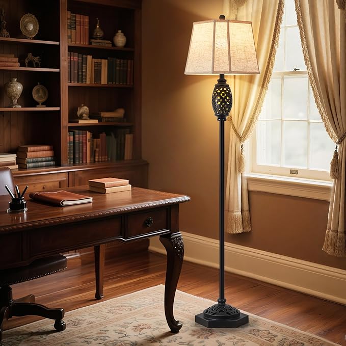 Luvkczc Vintage Floor Lamp with Cutout Design & Glowing Light - Resin Elegant Standing Lamp for Living Room, Bedroom, Office (Includes Bulb) - Bloomnest