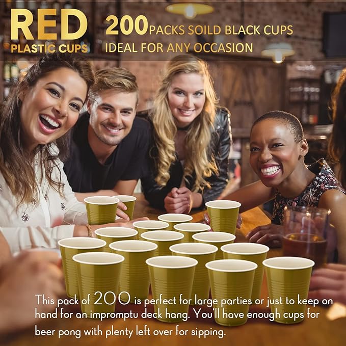 Zopeal 200 Pcs Plastic Cup Bulk 18 oz Disposable Tumblers Wedding Hard Plastic Party Wine Cups Fancy Beverage Drinking Soda Cocktail Glasses for Wedding Birthday Christmas(Gold) - Bloomnest