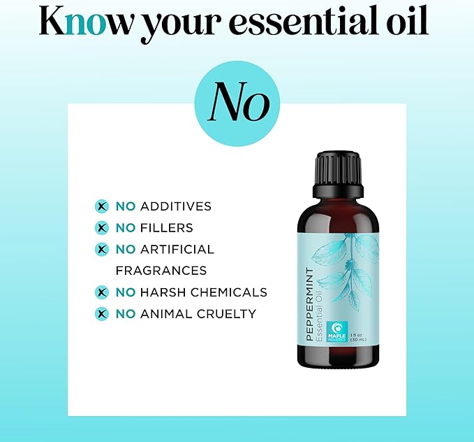 Peppermint Essential Oil for Diffuser Aromatherapy - 100% Pure Peppermint Oil for Hair Skin and Nails Plus Undiluted Refreshing Aromatherapy Essential Oil for Diffusers Baths and Topical Uses 1oz - Bloomnest