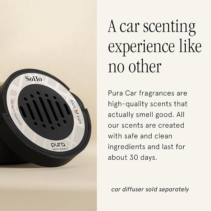 Pura & GUY FOX Car Scent Refill - Fragrance for Pura Car Diffuser - Clean & Safe Luxury Diffuser Scent - Long-Lasting Fragrance for 30 Days of Aroma - Must-Have - Soho - Bloomnest