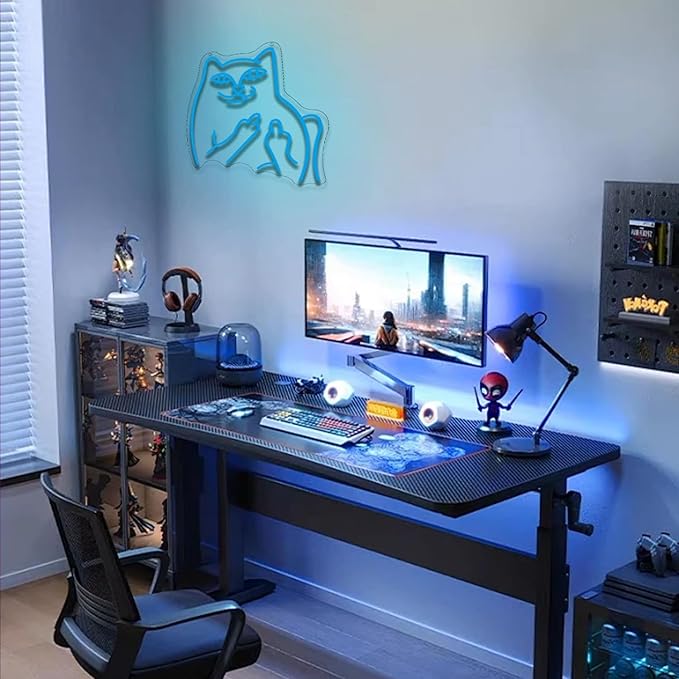 Bad Cat Neon Sign Blue Neon Cat Sign LED Sign Funny Animal Cat LED Neon Signs for Home Bar Office Living Room Bedroom Wall Decor Gift for Children Kids - Bloomnest