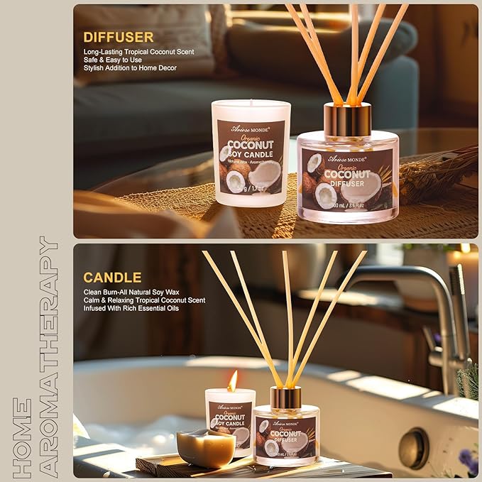 Spa Gift Baskets for Women, Coconut Bath Gift Set for Women Include Bubble Bath, Shower Steamers, Bath Salt. Bath and Body Spa Kit, Mom Birthday Gifts from Daughter, Birthday Gift Basket for Mom