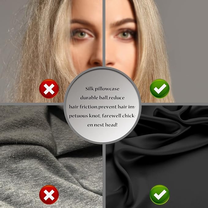 Mulberry Silk Pillowcase for Hair and Skin Pillow Case with Hidden Zipper Soft Breathable Smooth Cooling Silk Pillow Covers for Sleeping (Black, King,1Pcs) - Bloomnest