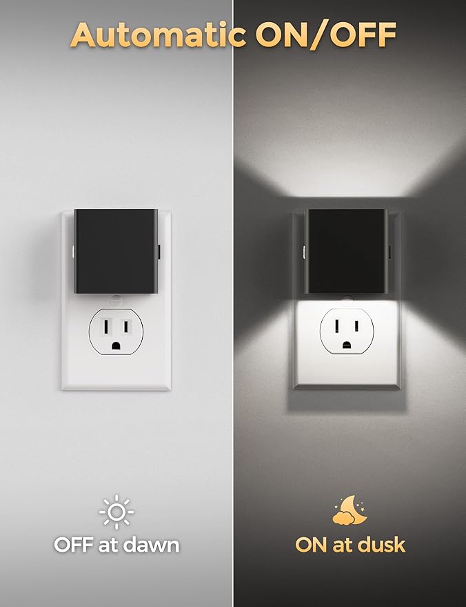 DORESshop LED Night Lights Plug into Wall [4 Pack], Plug in Nightlight, 3 Level Brightness Adjustable Night Light, Dusk to Dawn Sensor, Nightlights for Adults, Bedroom, Bathroom, Hallway, 5000K - Bloomnest