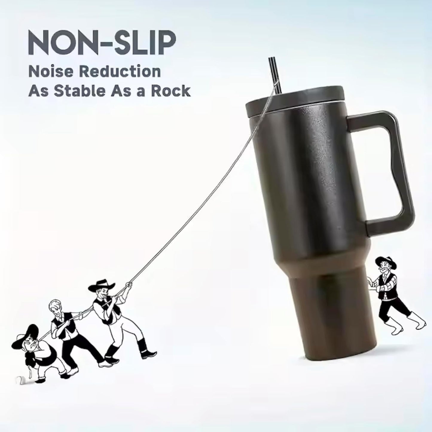 Outdoor Tumbler, 40 oz, Double-Wall Insulated, Ergonomic Handle with Lid Straw (Mist Gray)