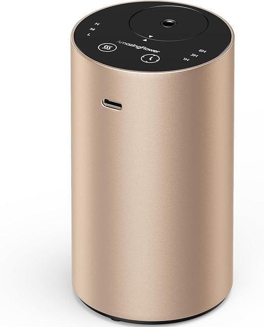 Waterless Essential Oil Diffuser, Rechargeable Scent Diffusers with 3 Mist Levels & Timers, Portable Aromatherapy Diffuser for Home Car Room Studio Office, Desert Titanium - Bloomnest
