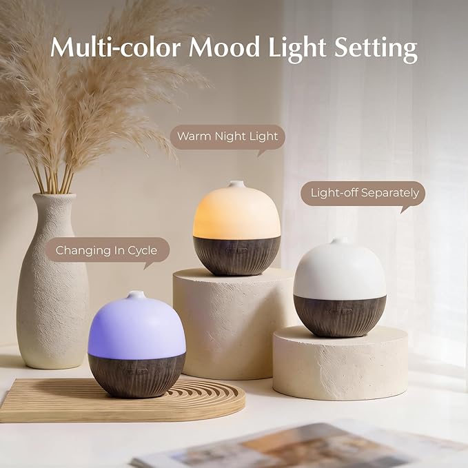 ARVIDSSON Essential Oil Diffuser, 100ml Aromatherapy Diffuser with Mood Light, Ultrasonic Oil Diffusers for Home, Small Diffuser for Essential Oils, Gift for Women - Dark Wood - Bloomnest