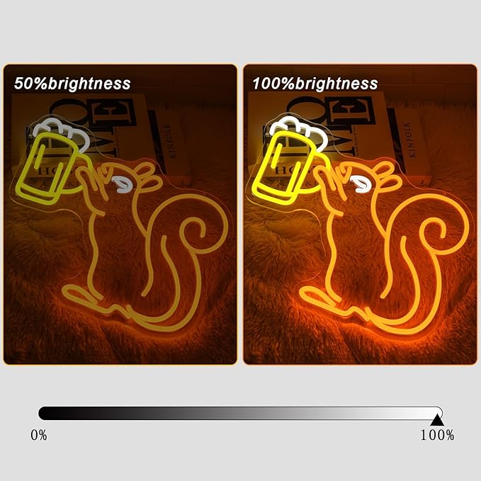 Squirrel Beer Neon Sign for Wall Decor Bar Light Beer Squirrel Neon Light Beer Glass LED Neon Light Squirrel Wall Decor Dimmable Neon Light Sign for Bar Man Cave Bedroom Shop Business - Bloomnest