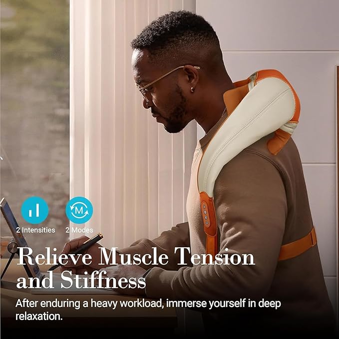 Shiatsu Neck Massager with Heat - Cordless 4D Expert Neck Shoulder Massage for Pain Relief,Upgarded Kneading Massager for Muscle Relaxation, Ideal Gift for Women,Men