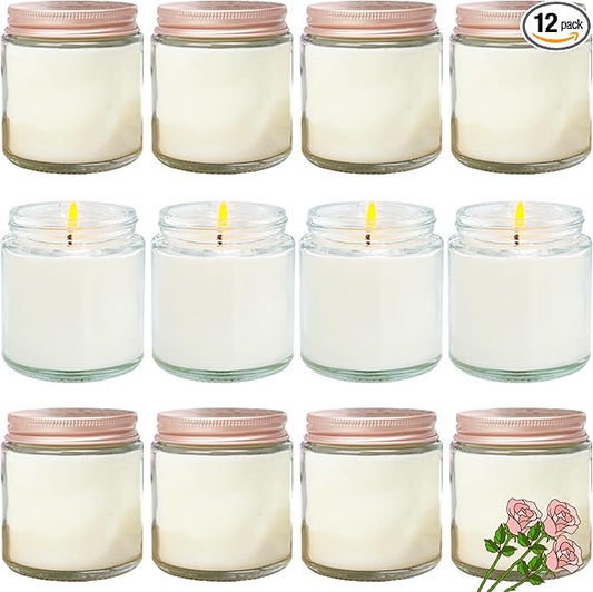 12 Pcs 4 Oz Mini White Soy Candles,Rose Scented Candles Set,Bulk Aromatherapy Candle,Great Stress Relieving Scented Candle for Girls as a Gift for Birthdays, Weddings and More! - Bloomnest