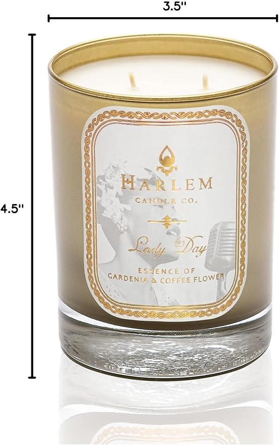 HARLEM CANDLE CO. Lady Day - Luxury Scented Soy Candle, 11 oz - 80-Hour Burn Time | Gardenia, Jasmine, Lush Green Leaves, Neroli Blossom, and Coconut Milk | Scented Candles for Home - Bloomnest
