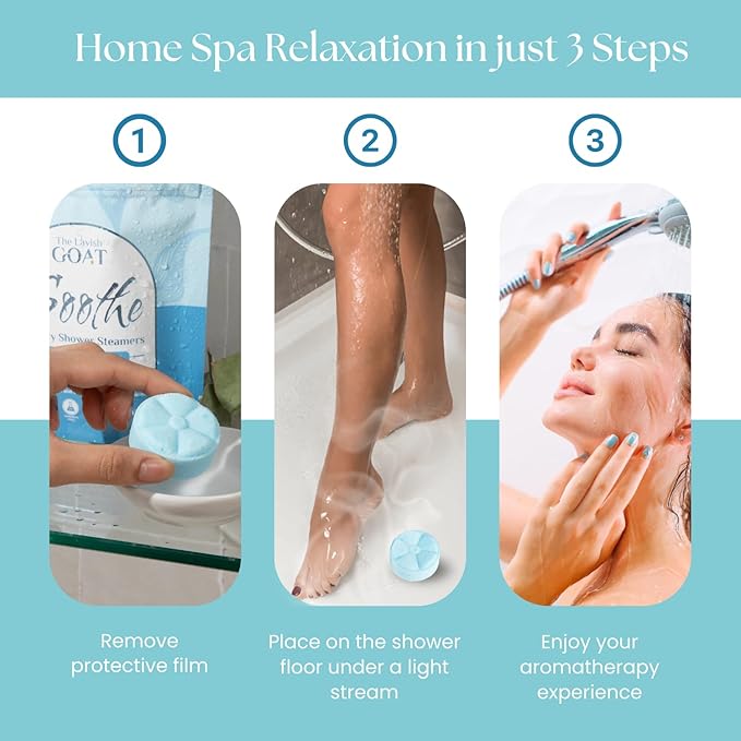 TLG Soothe Shower Steamers Aromatherapy 7 Pack – USA Made with Extra Menthol, Peppermint & Eucalyptus – Shower Bomb for Relaxation, Stress & Sinus Relief – Gift for Men & Women - Bloomnest