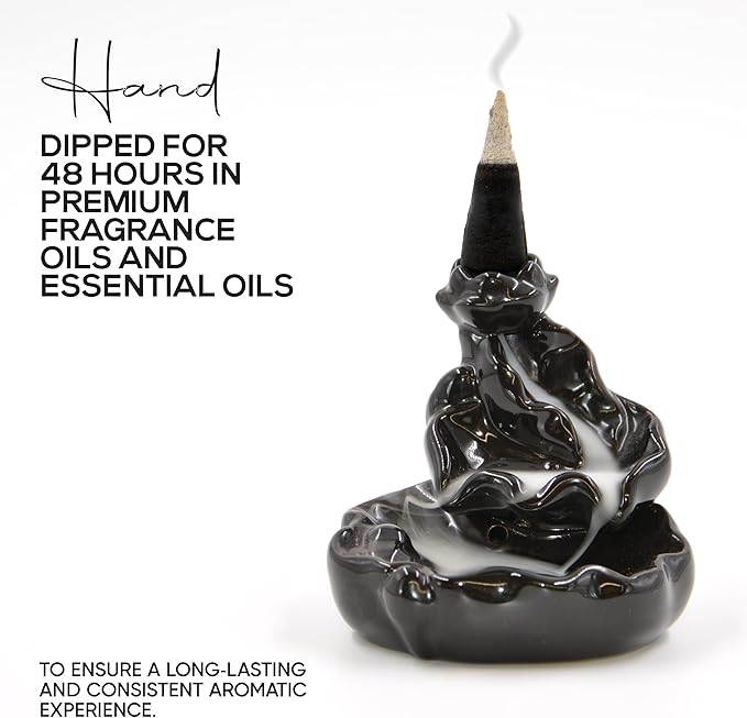 Nag Champa Charcoal Incense Cones 2" BACKFLOW - 60 Pack Bulk - Natural Scented Cones Handmade Hand Dipped - Bloomnest