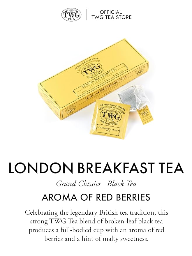 TWG Tea | London Breakfast Tea | Black Tea | Cocoa Pod | 15 Hand Sewn Cotton Teabags | Gift Set - Bloomnest