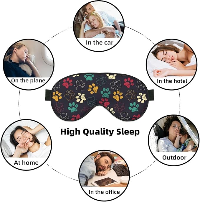 Colorful Paw Print Sleep Mask for Sleeping, Soft Comfort Eye Shade, Blackout Eye Cover, Deep Rest, Travel, Nap, Meditation - Bloomnest