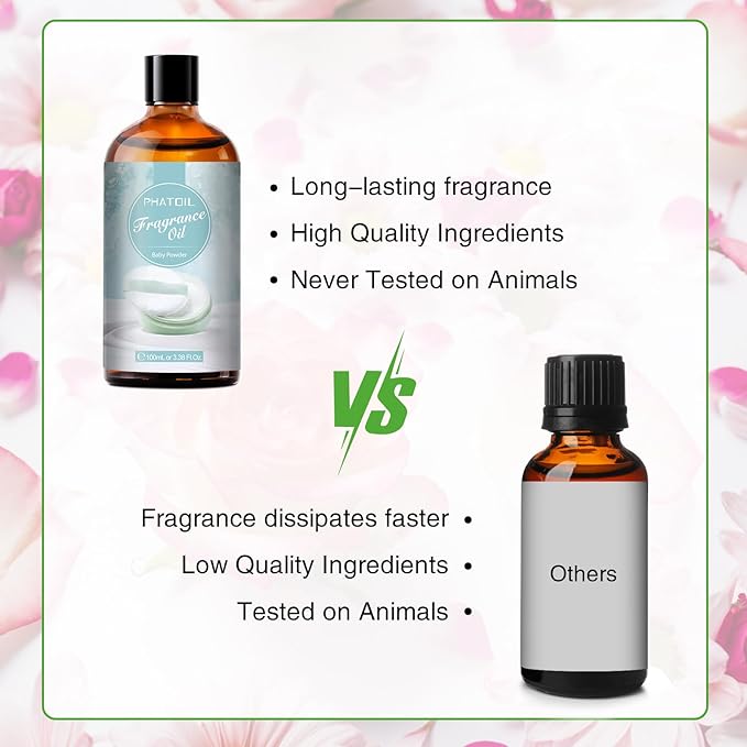PHATOIL 3.38FL.OZ Baby Powder Fragrance Oils for Aromatherapy, Essential Oils for Diffusers for Home, Perfect for Diffuser, DIY Candle and Soap Making, DIY Scented Products - 100ml - Bloomnest