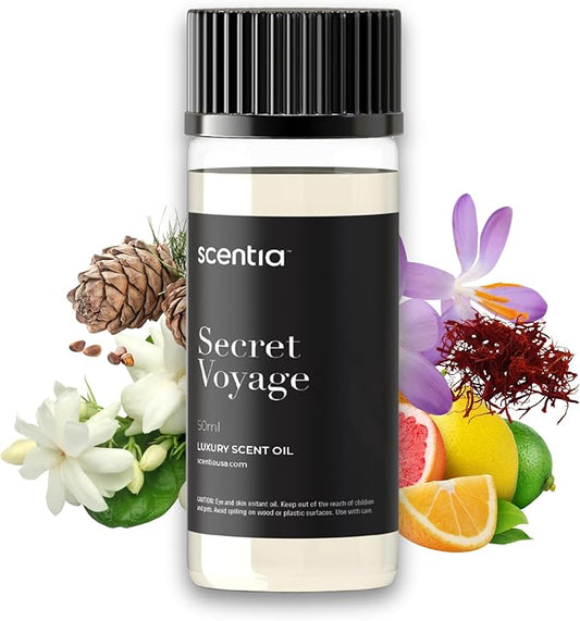 Scentia Hotel Diffuser Oil Inspired by The Baccarat Hotel Scent - 50 mL 1.69 fl oz - Essential Oil Blend of Cedar & Jasmine for Aromatherapy & Humidifiers - Secret Voyage, Mothers Day Gift Scentia