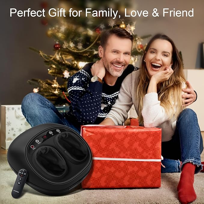 Foot Massager with Heat, Deep Kneading Therapy Compression, Shiatsu Feet Massager Machine for Plantar Fasciitis, Neuropathy Pain, Birthday Gifts for Women Mom Men Dad - Bloomnest