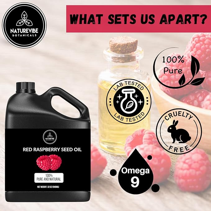 Naturevibe Botanicals Red Raspberry Oil 32 Ounces | 100% Pure and Natural | Great for Skin Care and Hair Care - Bloomnest