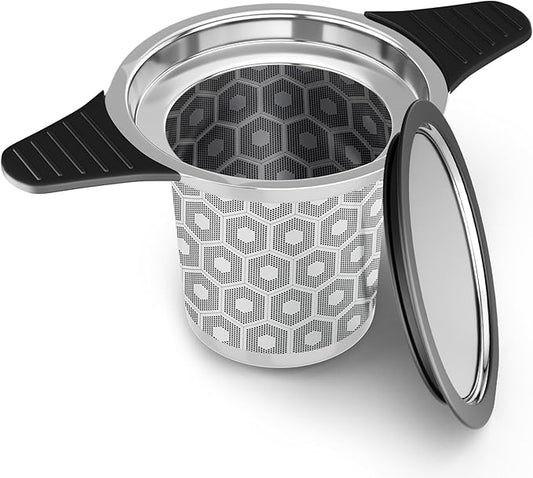 Reinmoson Extra Fine Mesh Tea Strainers & Filters for Loose Tea Single Cup, 304 Stainless Steel and Food Grade Silicone Loose Leaf Tea Steeper for Black Tea, Coffee, Rooibos, etc - Bloomnest
