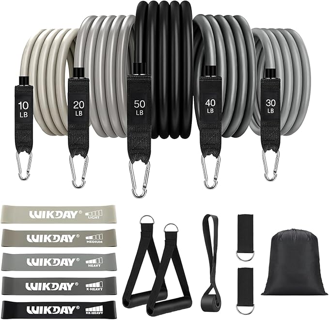 Exercise Resistance Bands with Handles for Working Out, 150/200/250/300 lbs Workout Bands Set with Door Anchor for Physical Therapy, Yoga, Pilates - Bloomnest