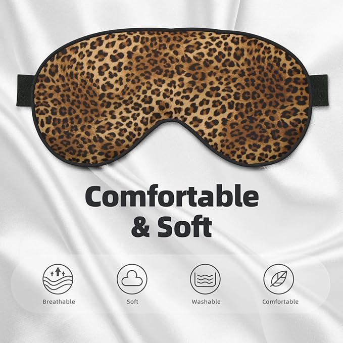 Abstract Brown Leopard Sleep Mask for Sleeping, Soft Comfort Eye Shade, Blackout Eye Cover, Deep Rest, Travel, Nap, Meditation - Bloomnest