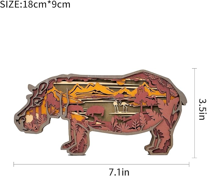 3D Wooden Animal Carving LED Night Light, Wood Carving Light, Modern Home Decoration, Decorative Tables, Cabinets, Living Rooms, Bedrooms, Offices, Farmhouses, Bookshelves, Perfect Holiday Gifts - Bloomnest