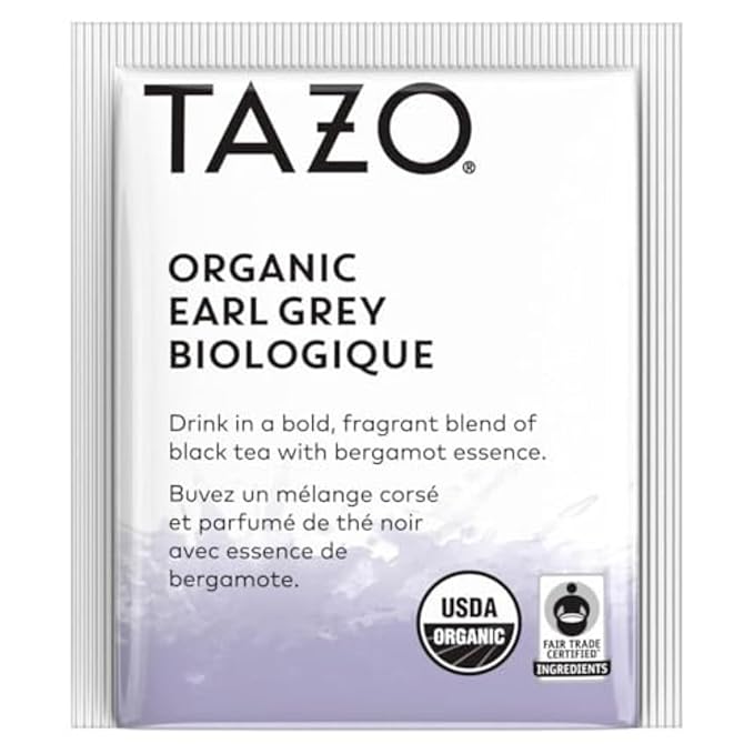 TAZO Organic Earl Grey Tea Bags,Black-tea with Caffeine,16 Tea Bags,(Pack of 2) - Bloomnest