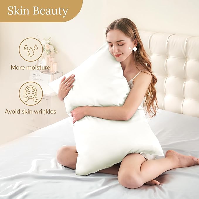 INFIIXSO Mulberry Silk Pillow Case King Size, Silk Pillowcase with Hidden Zipper 20"x36", Extraordinary Smooth and Soft Pillow Cases for Hair and Skin(Cream, 1 Pack) - Bloomnest