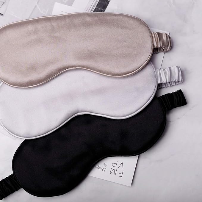 Silk Sleep Mask Light Blocking Luxury 100% Mulberry 19mm Silk Eye Mask Eye Cover Blindfold Ultra Soft Light & Comfy Anti Aging Skin Care with Travel Bag Gift Package - Bloomnest
