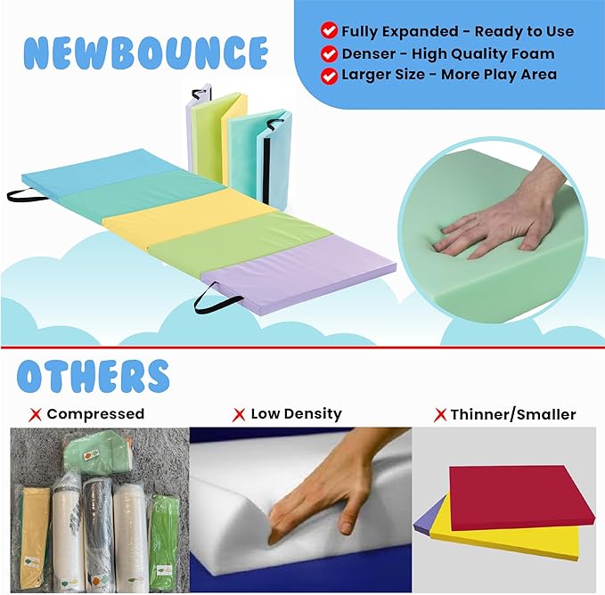 New Bounce Tumbling Mat for Kids - Gymnastics Mat - Folding Exercise Tumble Mat for Home Gyms - Bloomnest