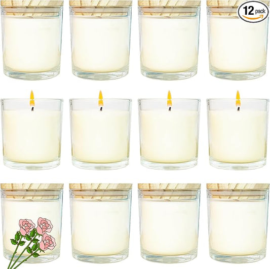 12 Pcs 6 Oz Mini Soy Candles,Rose Scented Bulk Candle Set,Aromatherapy Candle,Great Stress Relieving Scented Candles for Girls as a Gift for Birthdays, Weddings Party Favors! - Bloomnest