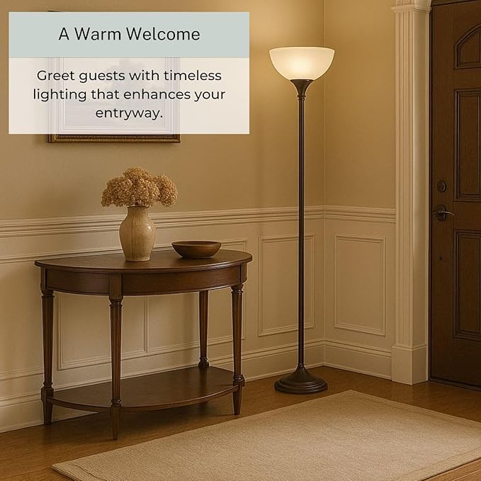 LIGHTACCENTS Bronze Floor Lamp, 72'' Torchiere with Glass Shade, Modern Floor Lamp for Living Room, Bedrooms, Office - Bloomnest