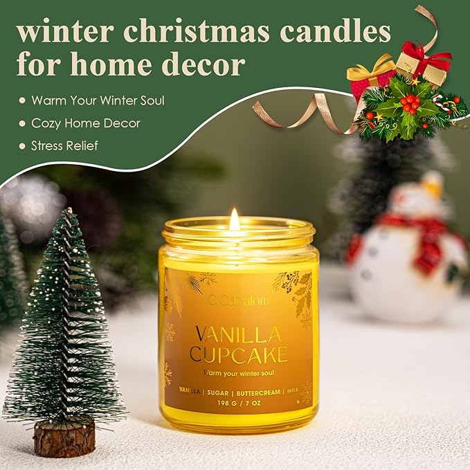 4Pack/28oz Christmas Soy Candle Gift Set, Non-Toxic Holiday Candles, Aromatherapy Scented Candles for Holiday Gifts, Vinilla/Lavender/Baslam/Cookies Jar Candle, Winter Candle Set for Women Men - Bloomnest