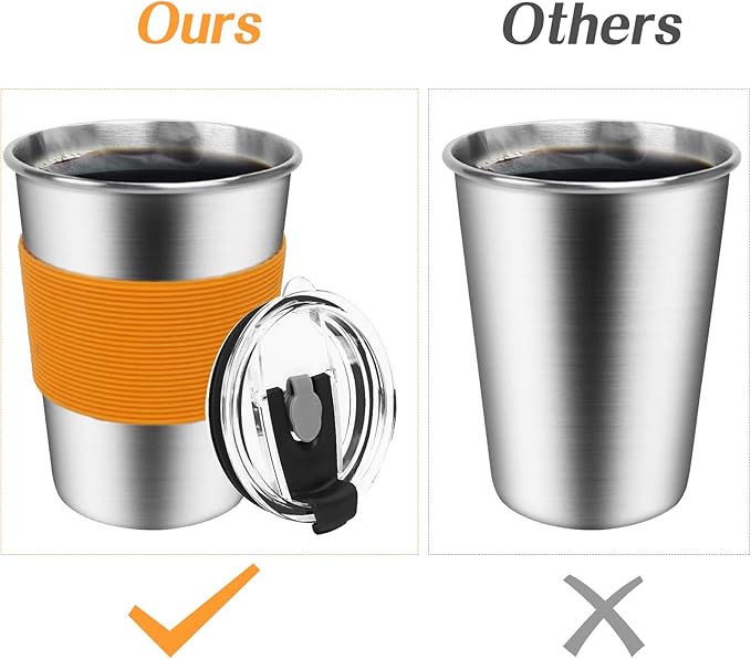 Kids Stainless Steel Cups, Kids Metal Drinking Glasses with Lids, Stainless Steel Straws and Sleeves, 12oz Reusable Water Tumbler for Children and Adults, Apply to Indoor and Outdoor - Bloomnest
