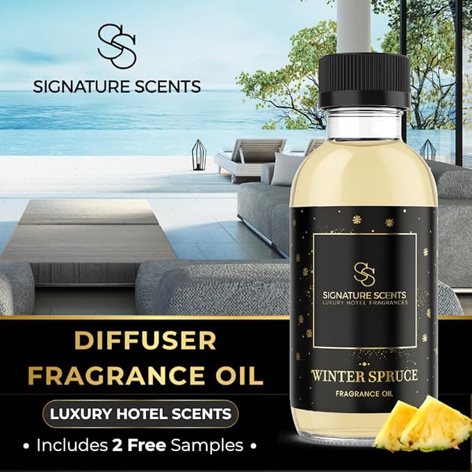 Luxury Hotel Diffuser Oil for Hotels and Homes - Aromatherapy Oils for use with an Essential Oil Diffuser at Home - Fragrance-Scent Diffuser Oil Blend (Winter Spruce) 4.05fl oz (120ml) - Bloomnest