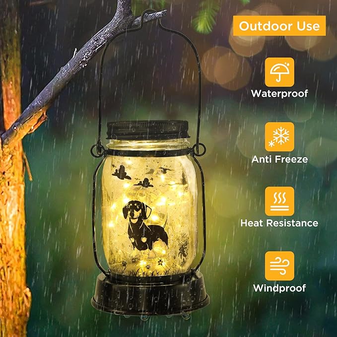 Dachshund Solar Lanterns Weiner Dog Gifts for Women/Men, Weiner Dog Mom Gifts, Unique Birthday Gifts for Dachshund Lover, Garden Decoration for Yard, Patio,Backyard,Porch Pet Memorial Solar Lights - Bloomnest