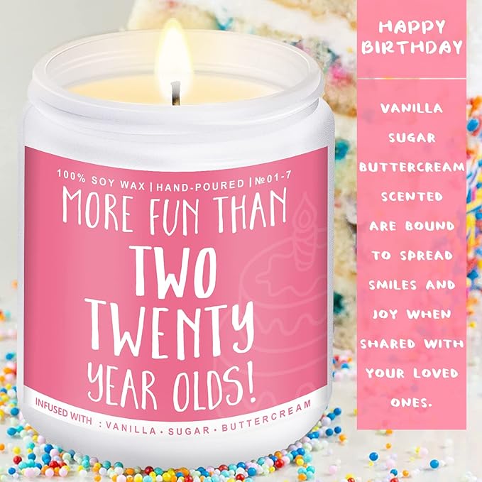 40th Birthday Gifts for Women, Perfect Birthday Present, Funny Presents for Mom, Friends, Wife, Sister, 7oz Vanilla Cream-Scented Candle - Bloomnest