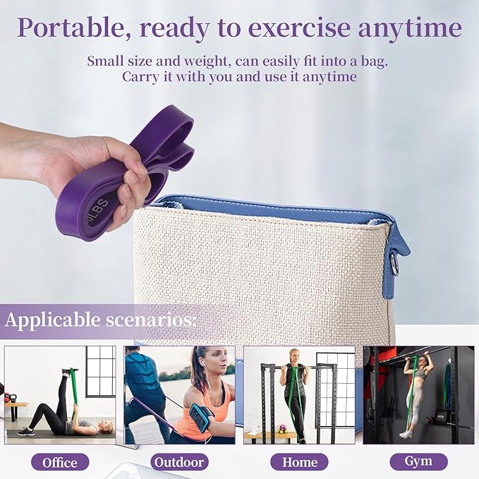 Resistance Bands for Working Out, Pull Up Assistance Bands, Exercise Workout Bands for Men & Women, Gym Bands with Door Anchor & Handle, Stretching Bands for Physical Therapy, Muscle Training - Bloomnest